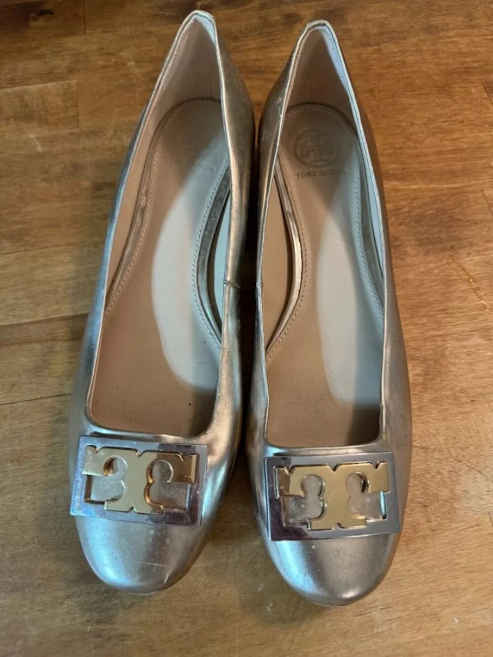 Authentic Rare Tory Burch Gigi Dress Mirror Metallic Pump Size 8 Shoes
